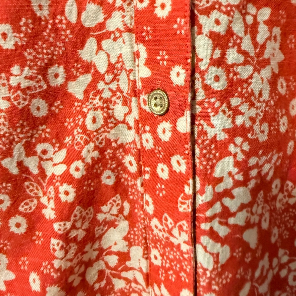 Knox Rose Oversized Small Red Floral Button Front 3/4 Sleeve Boho Blouse Top - Picture 10 of 10